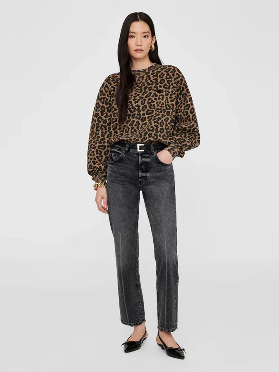 Miles Sweatshirt in Black/Brown Leopard
