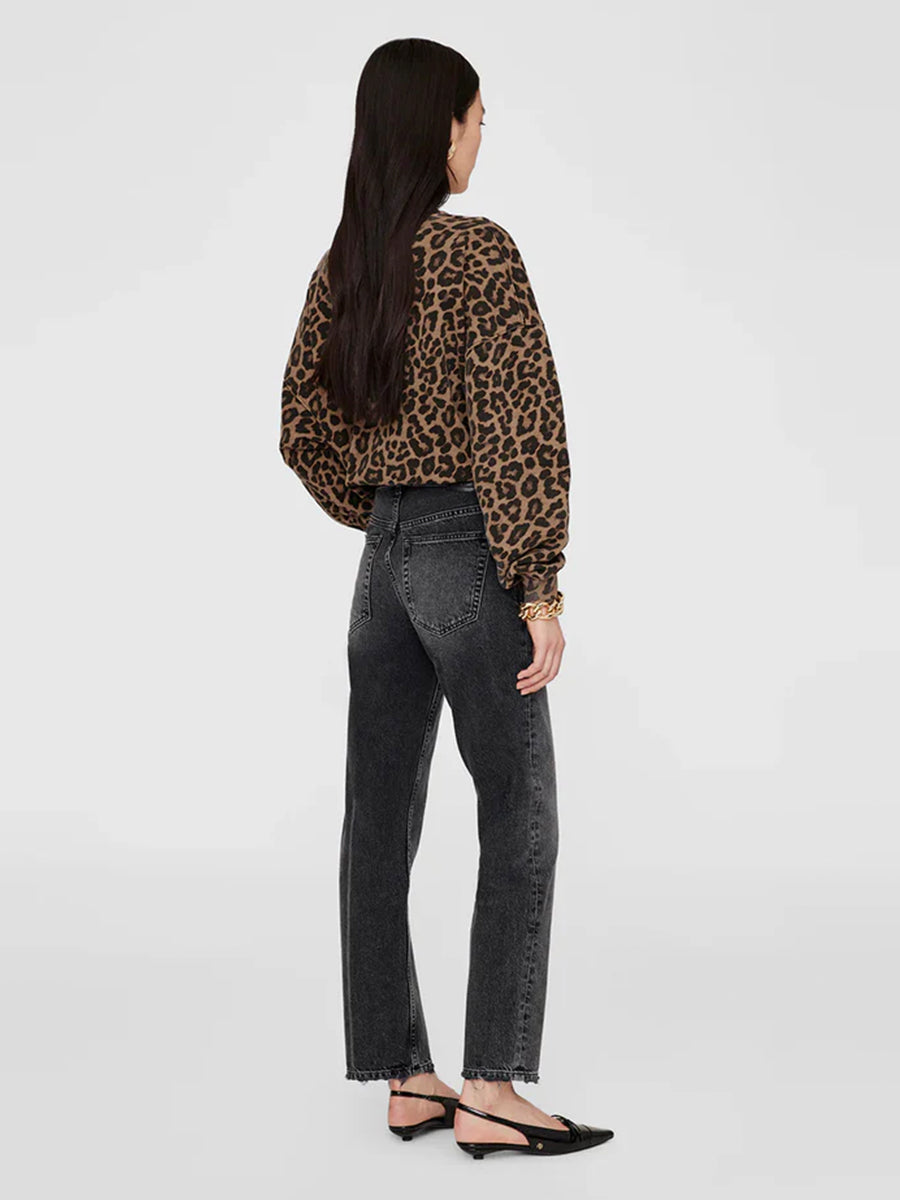 Miles Sweatshirt in Black/Brown Leopard