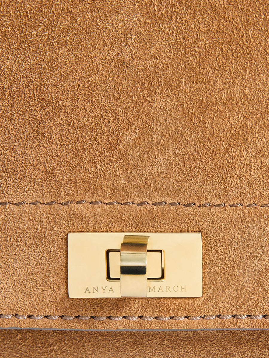 Mortimer Whipstitch Crossbody in Pecan Suede