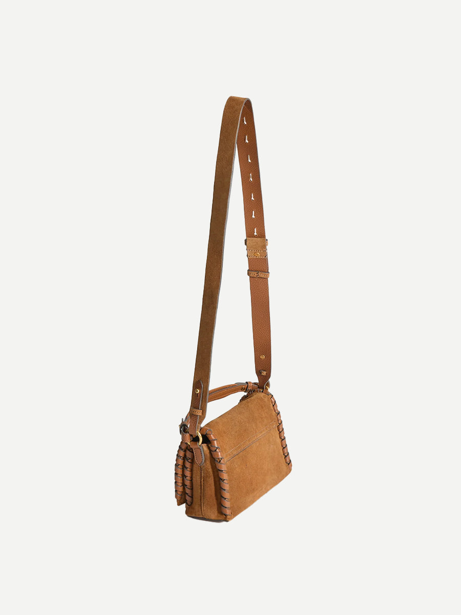 Anya Hindmarch Mortimer Whipstitch Crossbody in Pecan Suede