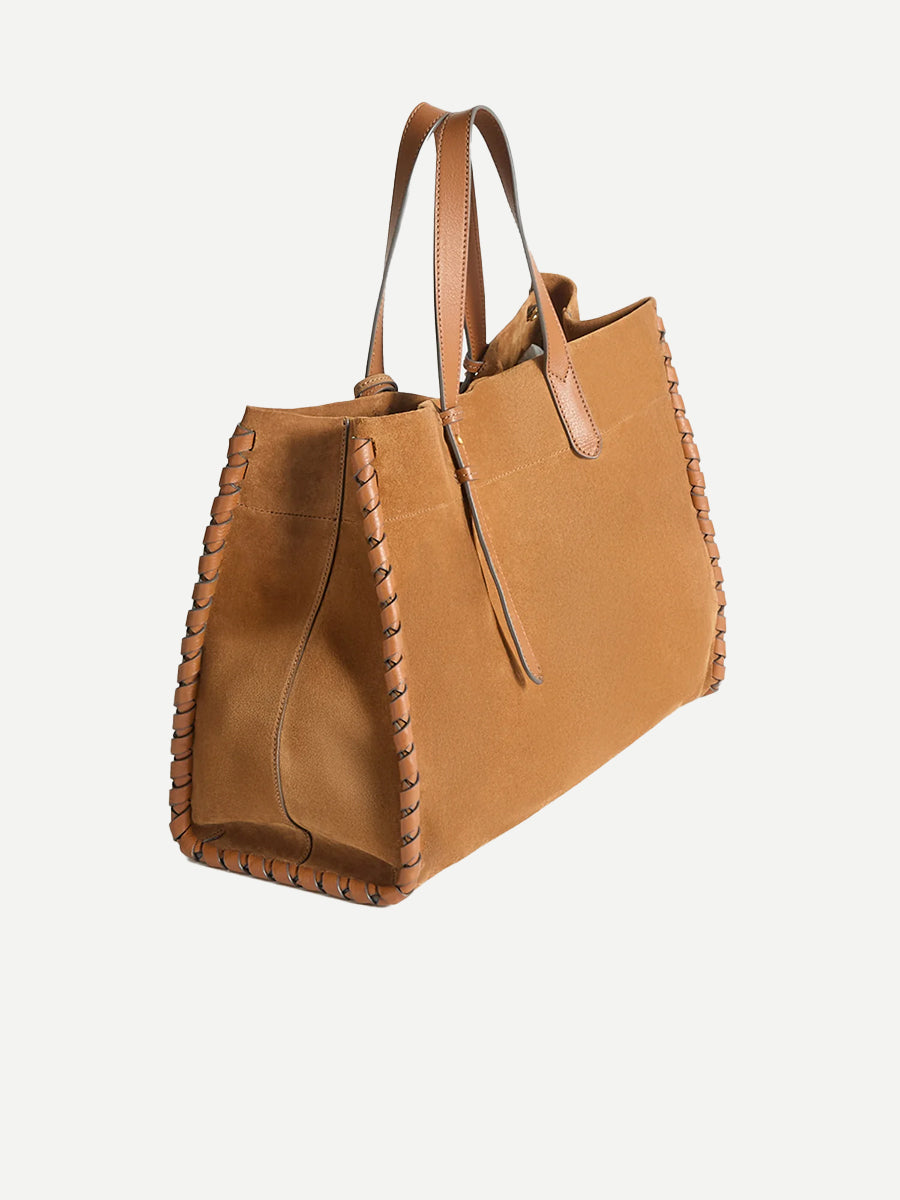 Anya Hindmarch Mortimer Whipstitch Tote in Pecan Suede