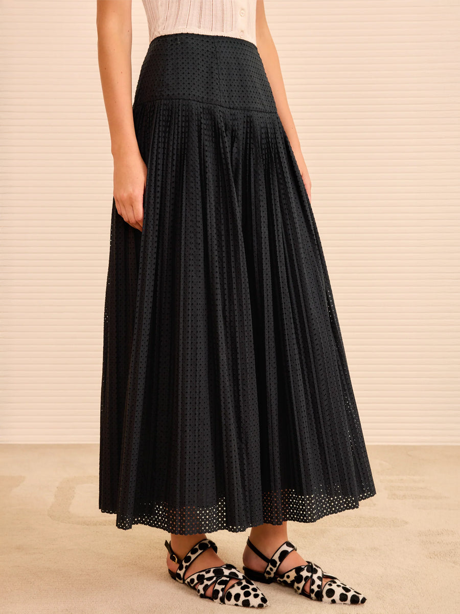 Nalla A-Line Midi Skirt in Noir