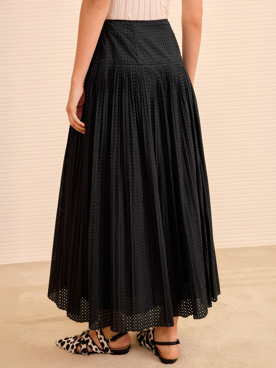 Nalla A-Line Midi Skirt in Noir