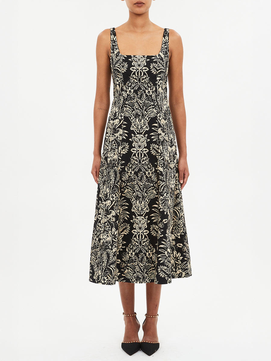 Ulla Johnson Natali Tank A-Line Dress in Noir Floral