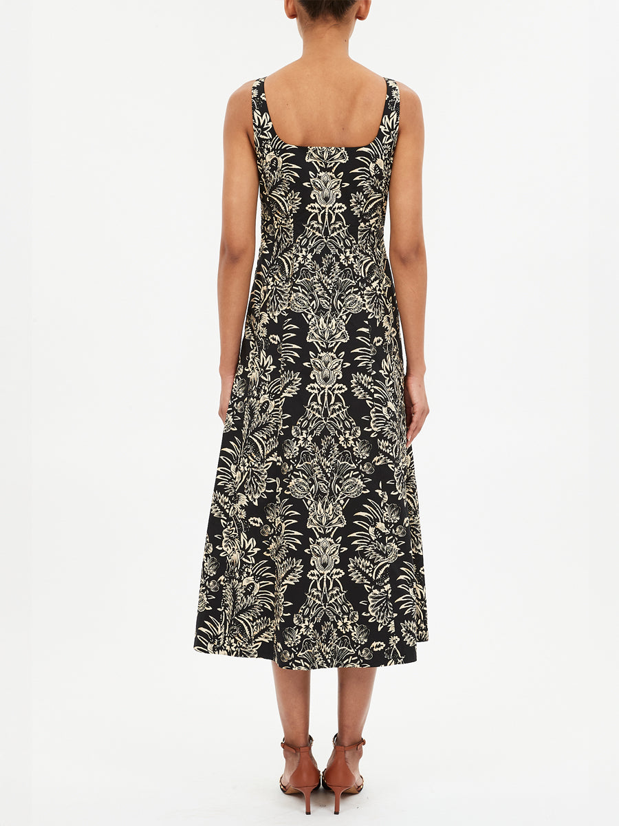 Ulla Johnson Natali Tank A-Line Dress in Noir Floral
