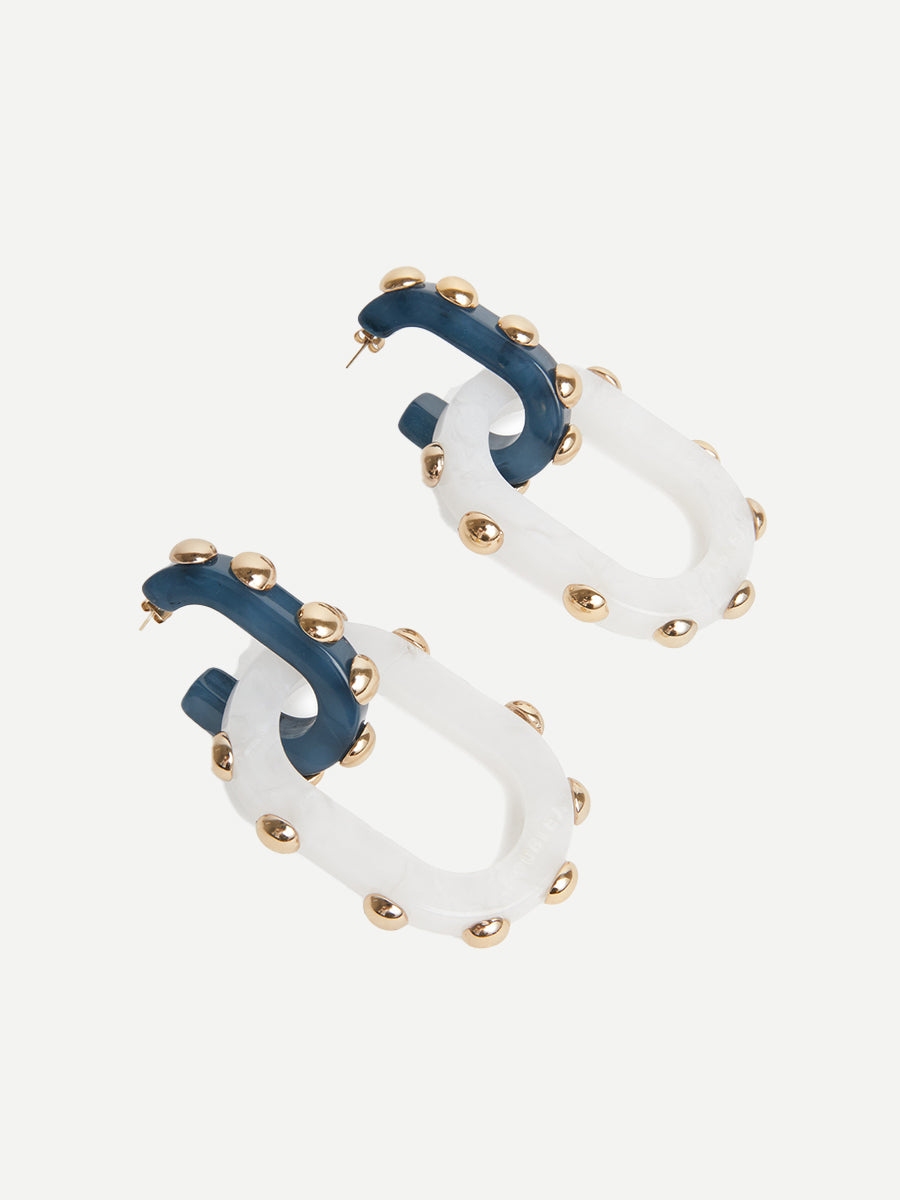 Nefertiti Double Earrings in Teal Resin