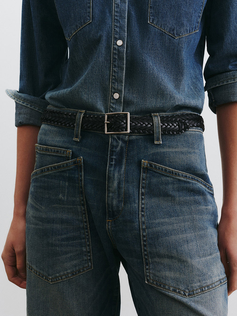 Nicola Braided Belt in Black Silver