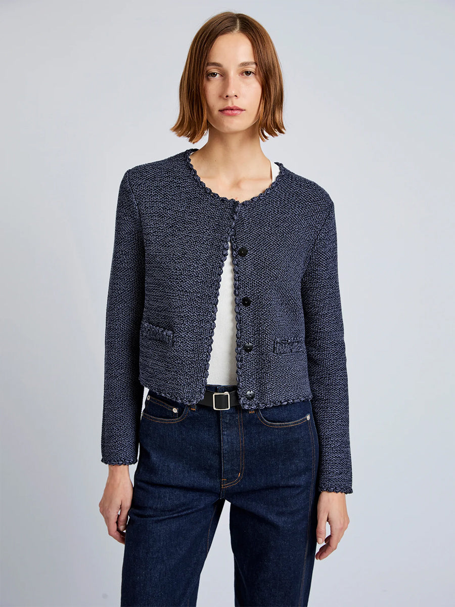 Proenza Schouler White Label Nidia Macrame Jacket in Navy/Slate