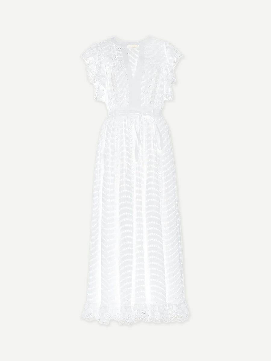 Ulla Johnson Olga Flutter Sleeve Midi Dress in Pristine