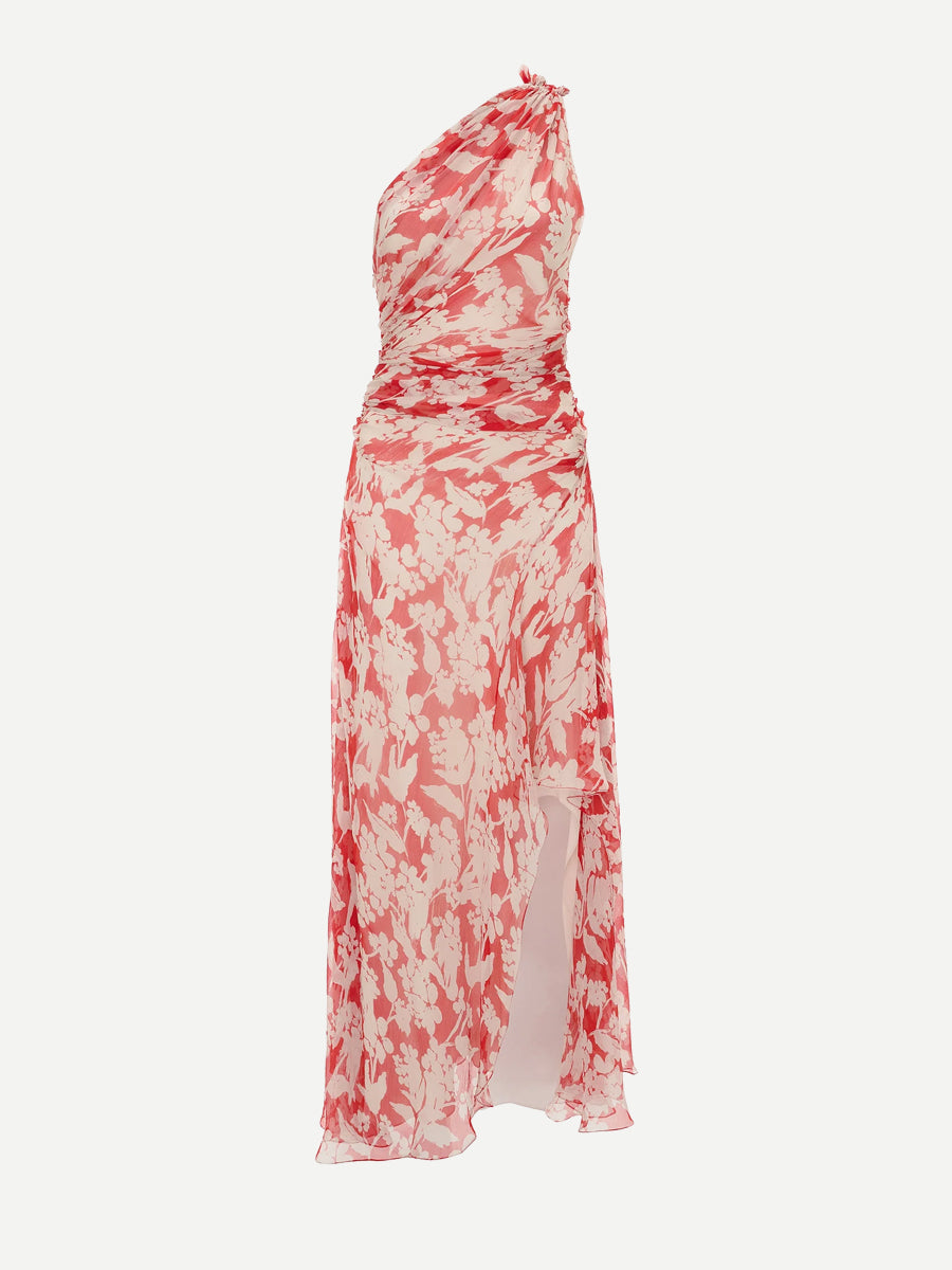 Victoria Beckham | One Shoulder Draped Midi Dress In Chilli-Blush