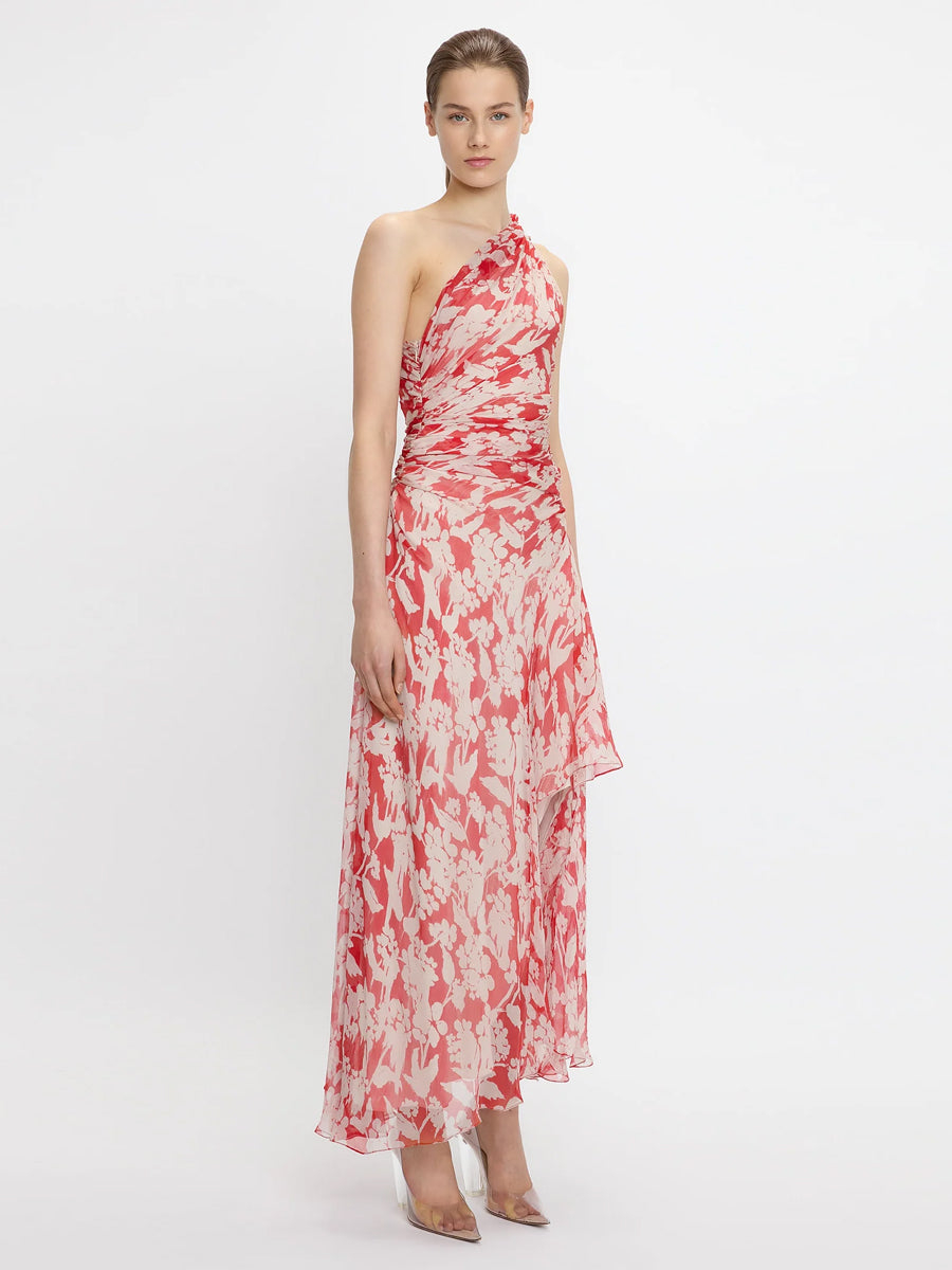 Victoria Beckham | One Shoulder Draped Midi Dress In Chilli-Blush