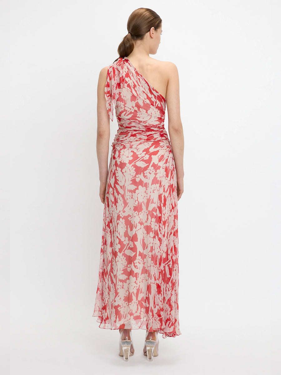 Victoria Beckham | One Shoulder Draped Midi Dress In Chilli-Blush
