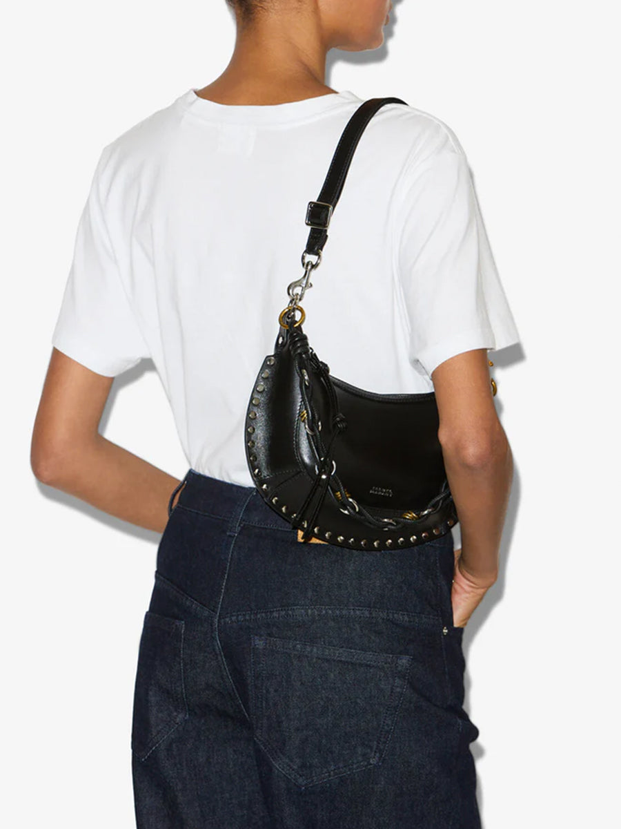 Isabel Marant Oskan Moon Duo Handle Shoulder Bag in Black/Silver