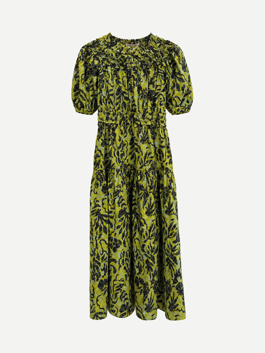 Othella Short Sleeve Dress in Charteuse
