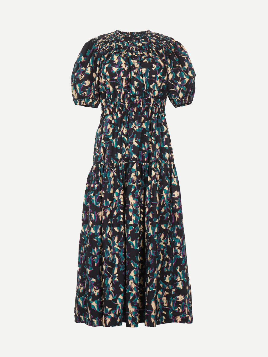 Ulla Johnson Othella Short Sleeve Midi Dress in Kaleidoscope