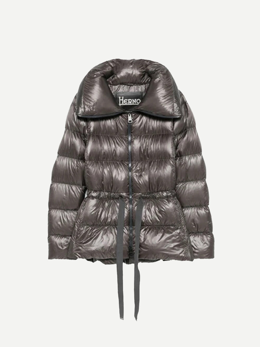 Gathered Waist Puffer in Grigio