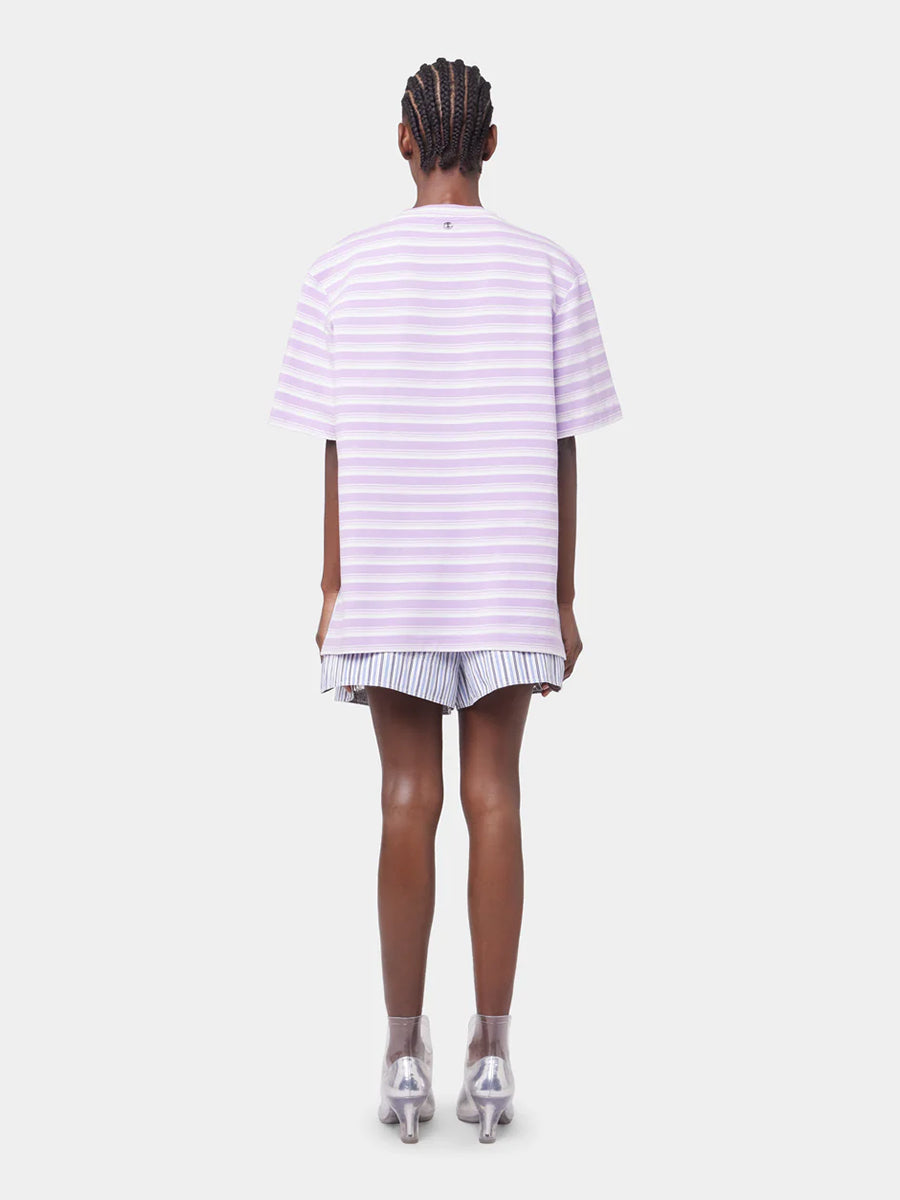 Rabanne | Oversized T-Shirt with Short Sleeves in Lilac Stripe