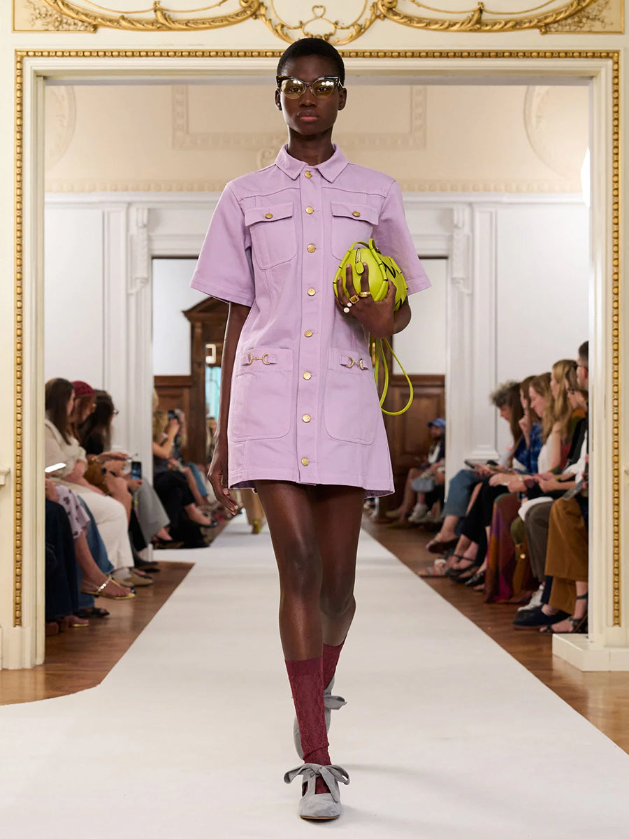 Ulla Johnson Painters Denim Mini Dress in Wisteria