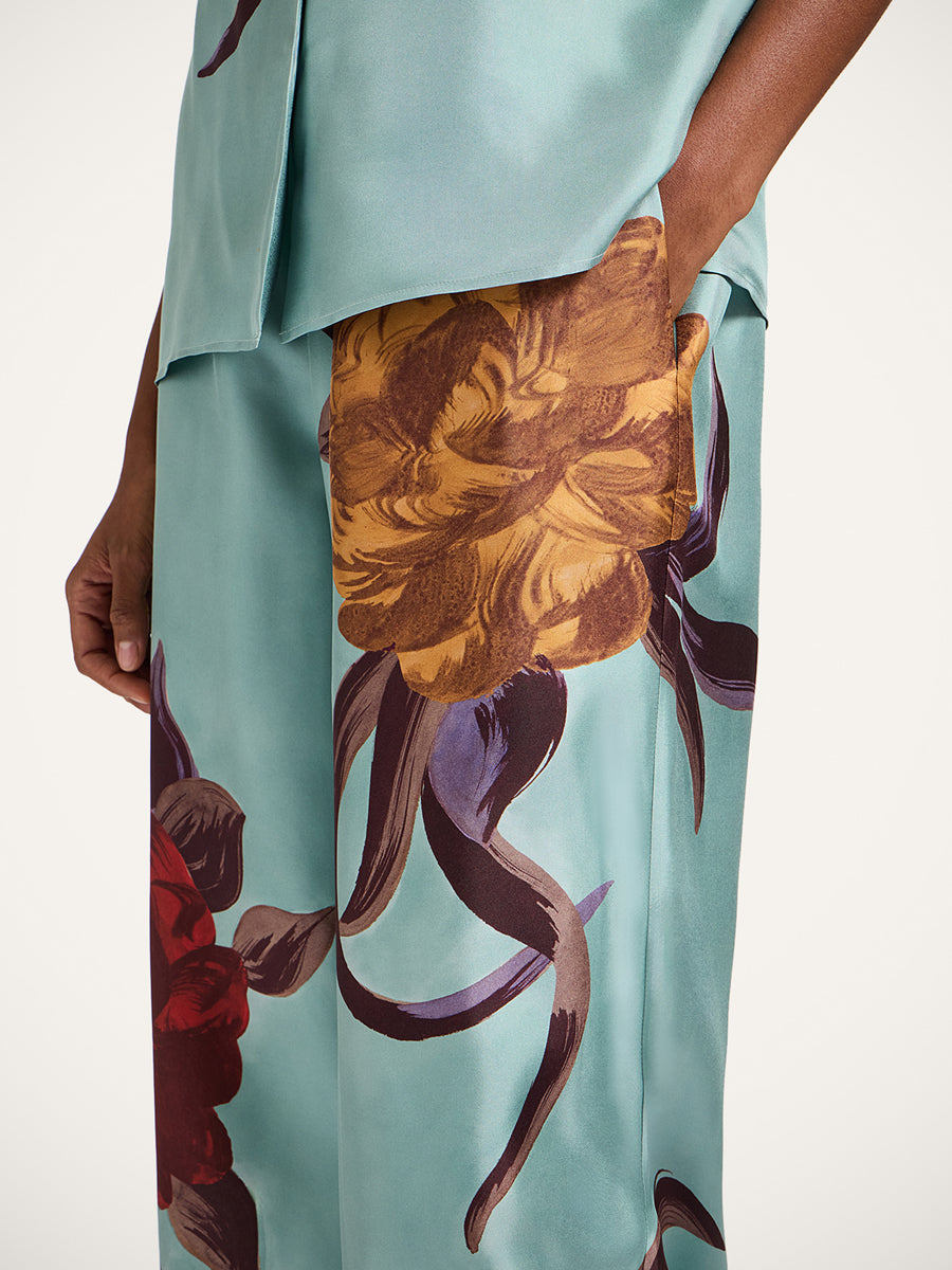 Palazzo Pants in Peony Placee Blue