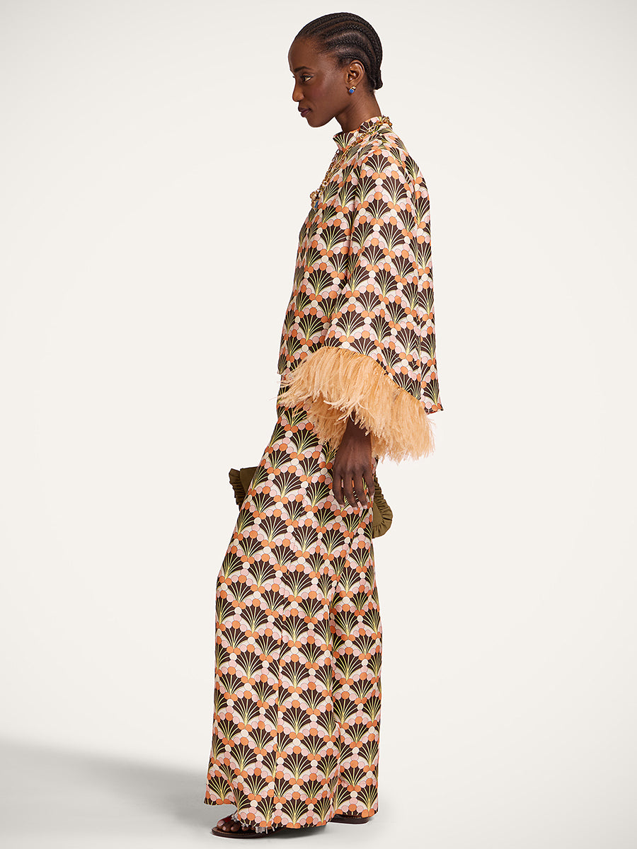 La DoubleJ Palazzo Pants in Florette Fan Brown