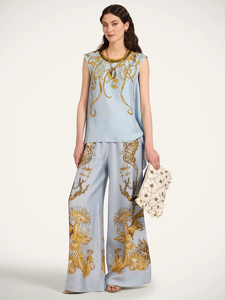 Palazzo Pants in Oceania Placee Blue