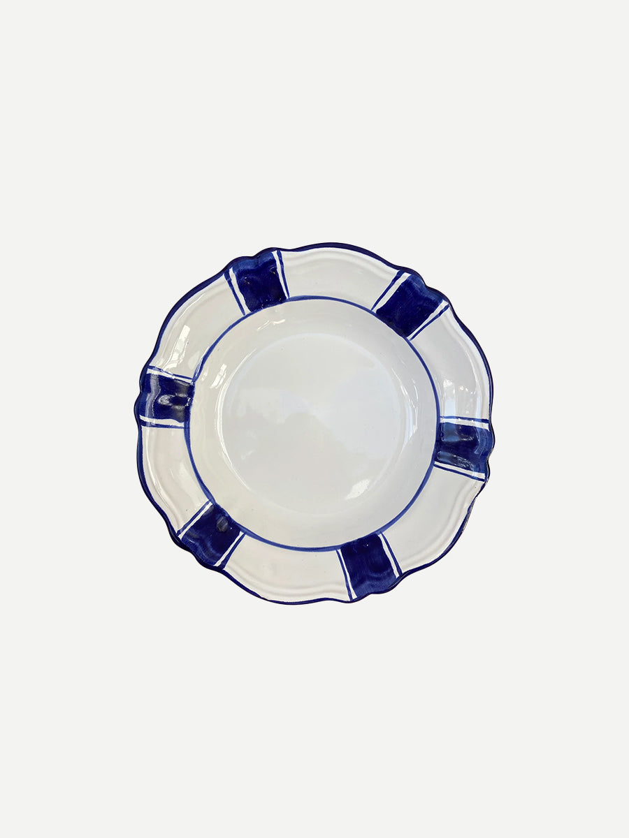 Parasol Ceramic Pasta Bowl in Blue Stripe