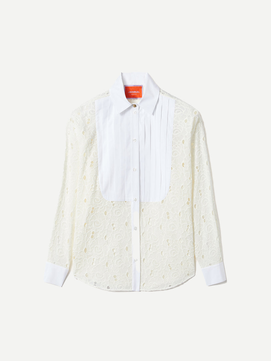 La DoubleJ Peggy Shirt in Embroidered Ivory