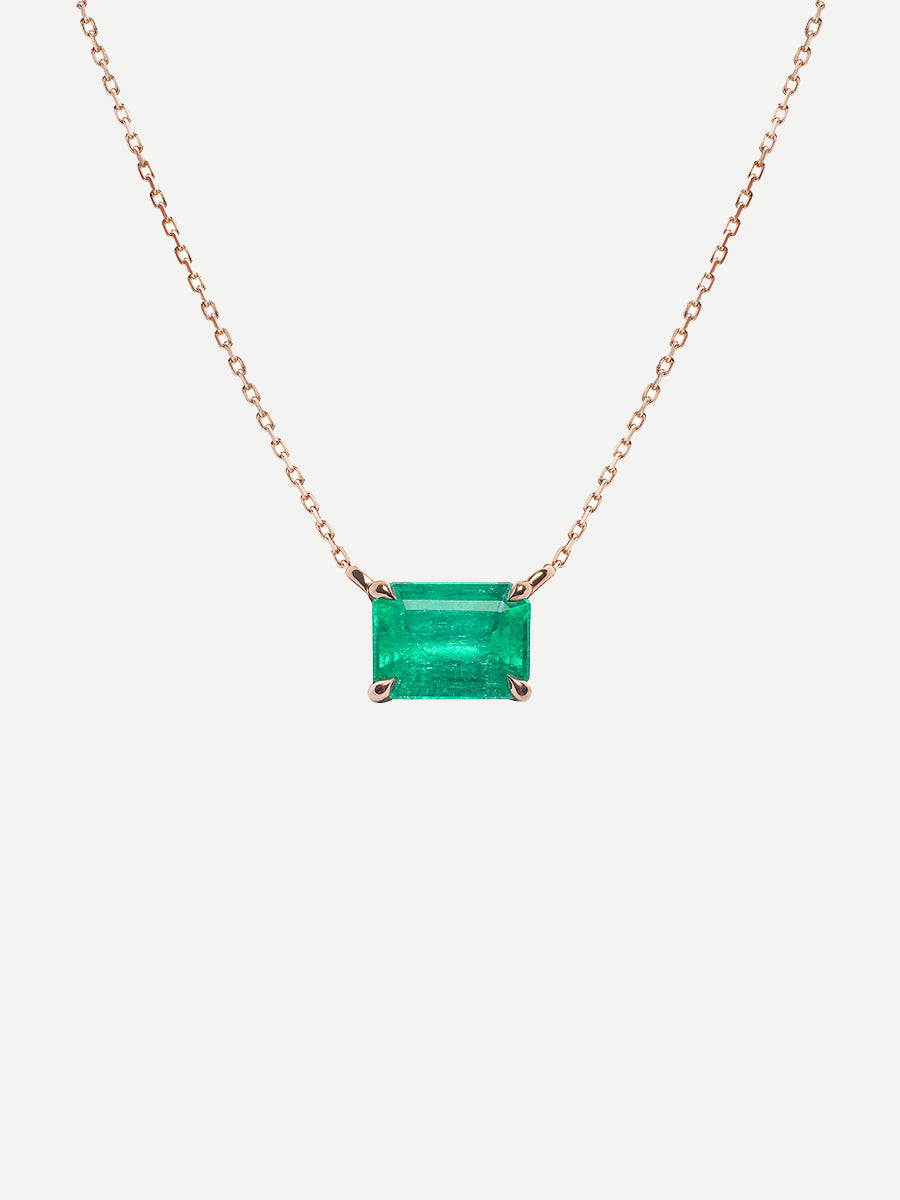 Pembe Emerald Cut Pendant in Columbian Emerald