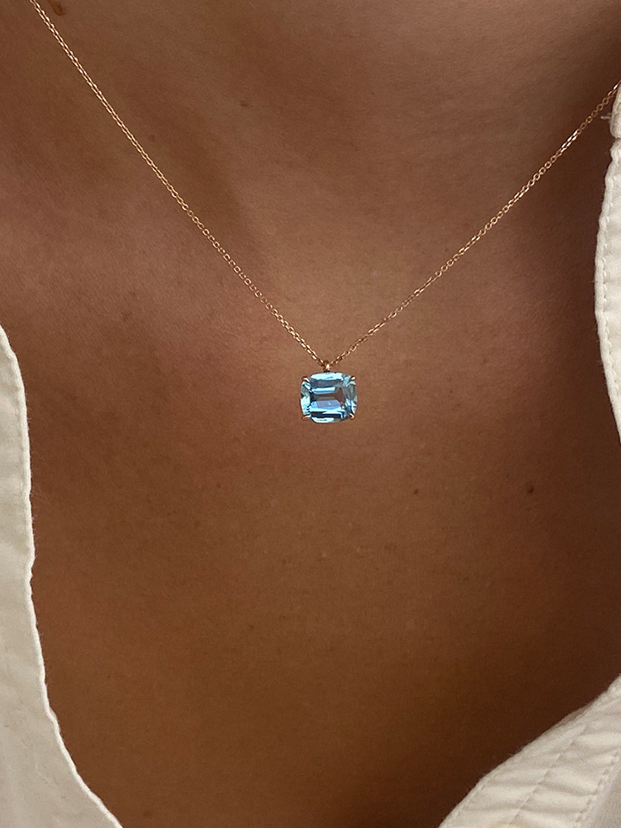 Pembe Emerald Cut Pendant in Madagascan Aquamarine