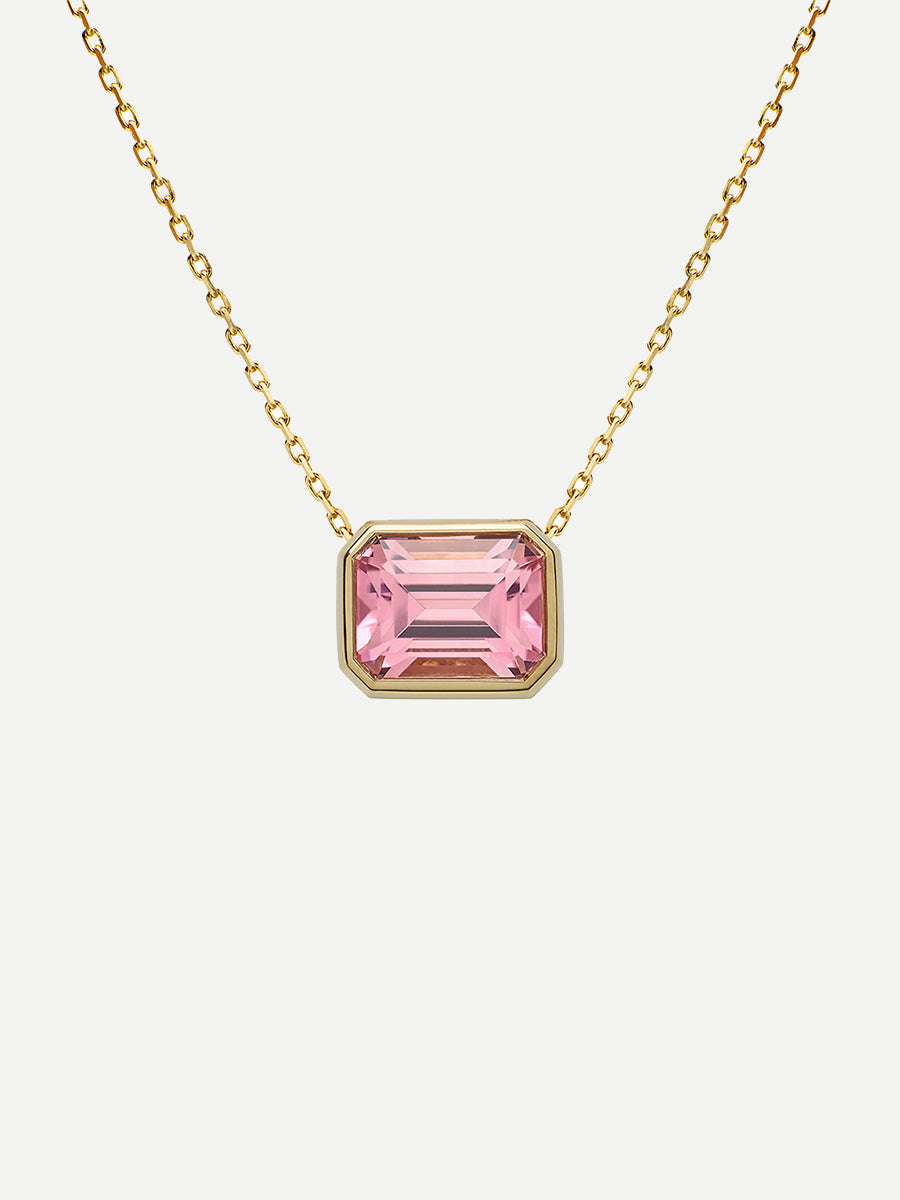 Pembe Emerald Cut Pendant in Madagascan Pink