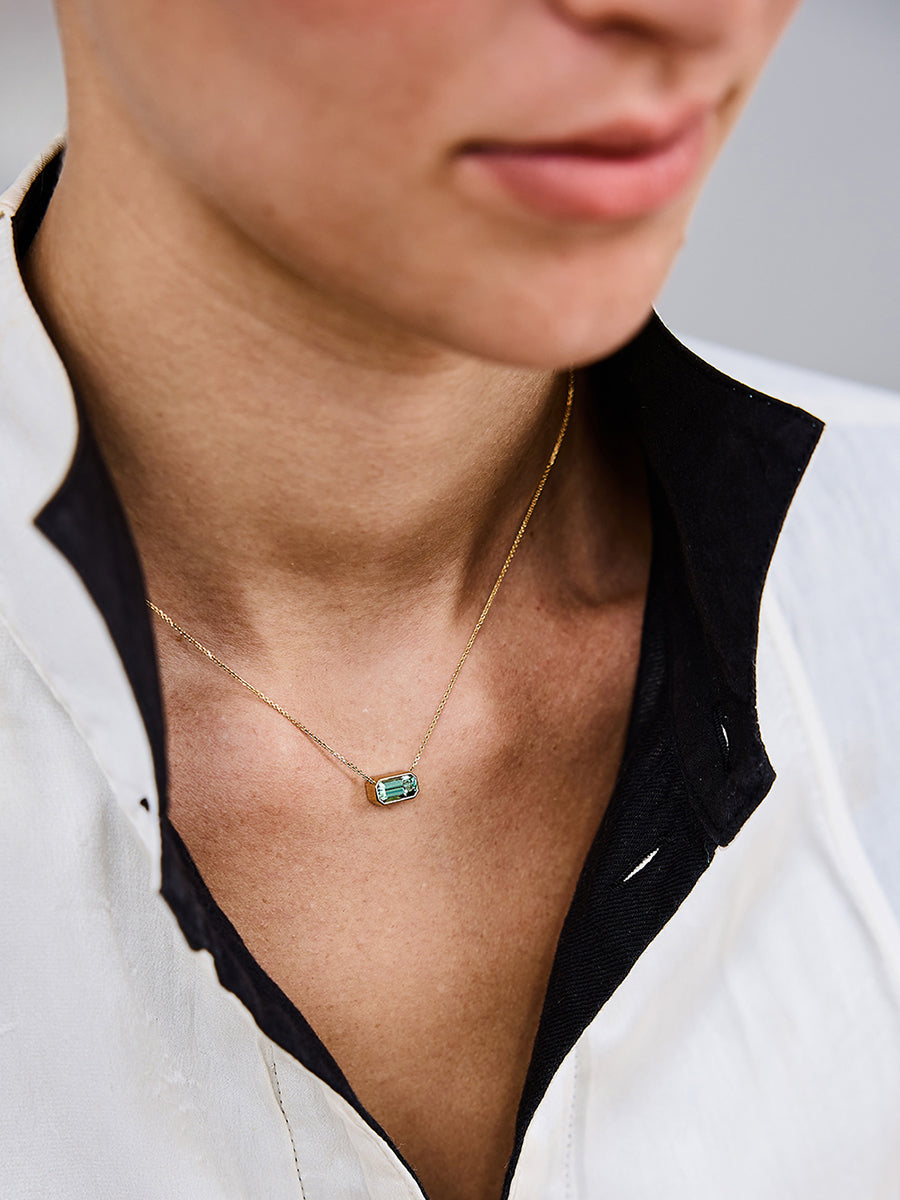 Pembe Octagonal Pendant in Green Tourmaline