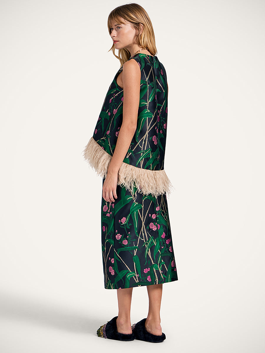 La DoubleJ La Scala Top w/ Feathers in Bamboo Black