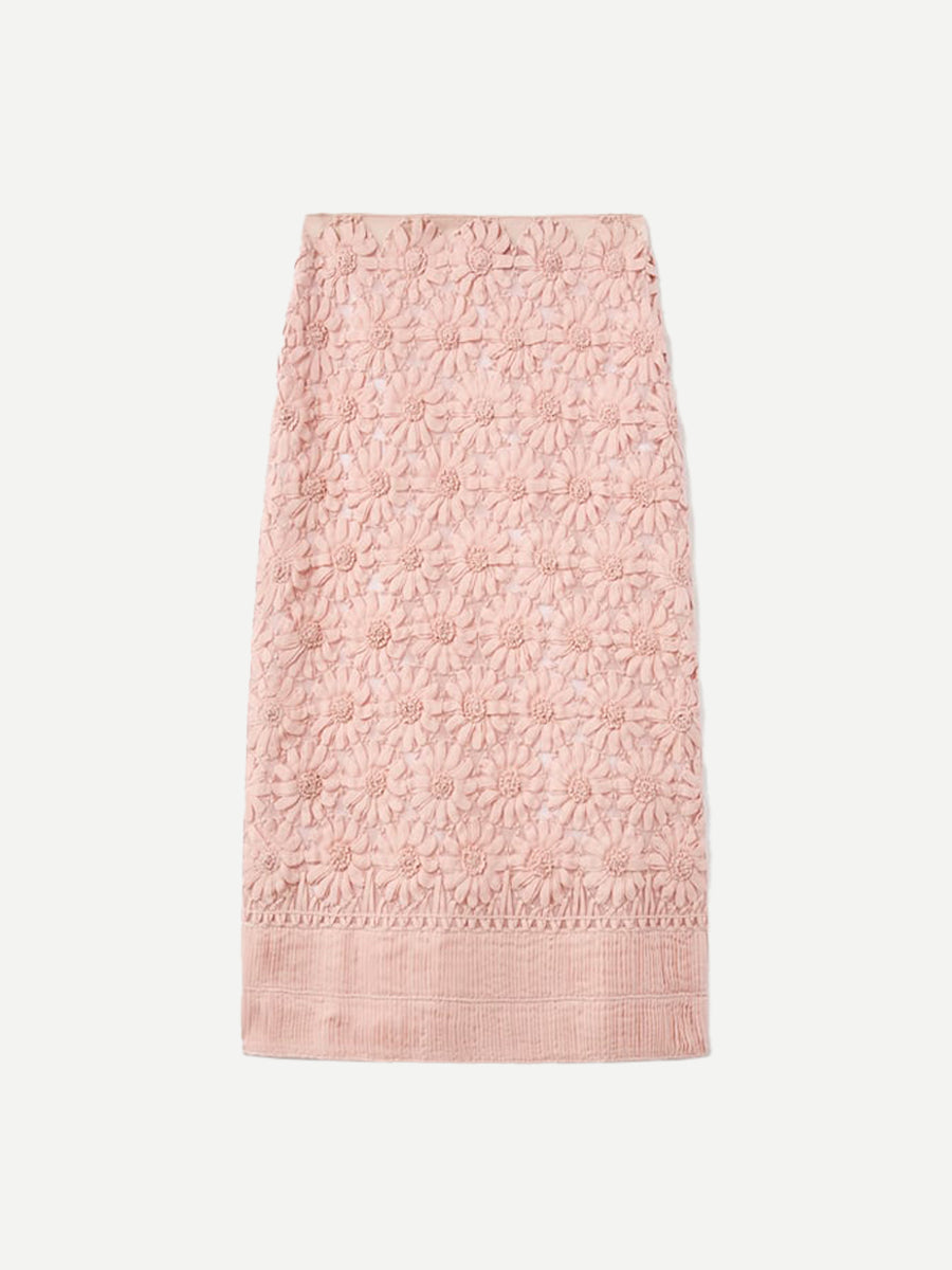 La DoubleJ Pencil Skirt in Embroidered Pink | Shop Adam Heath Instore and Online
