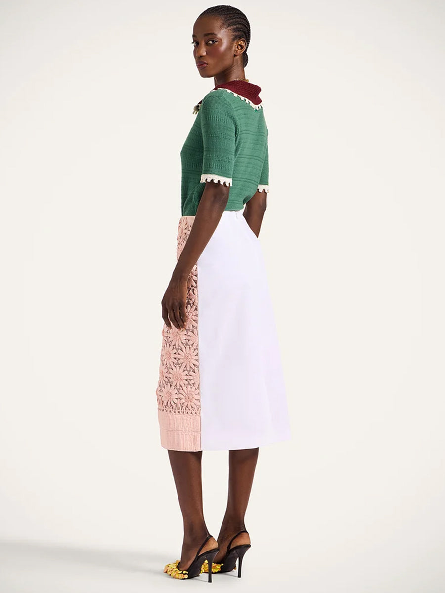 La DoubleJ Pencil Skirt in Embroidered Pink | Shop Adam Heath Instore and Online