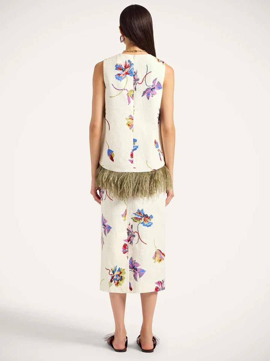 Pencil Skirt in Infiorata White