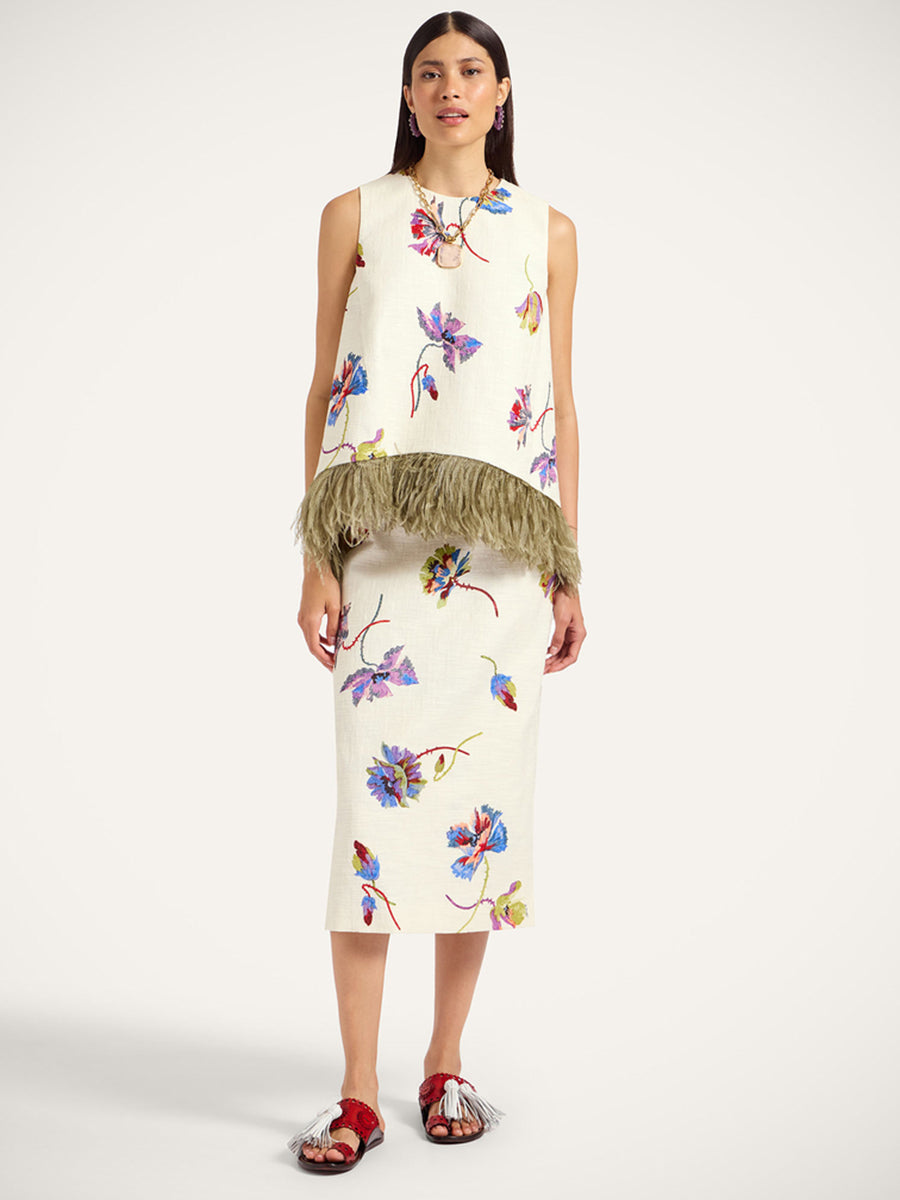 La DoubleJ Pencil Skirt in Infiorata White | Shop Adam Heath, in-store and online