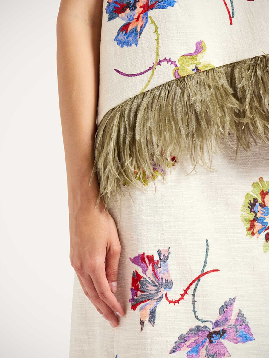 La DoubleJ La Scala Top with Feathers in Infiorata White | Shop Adam Heath Instore and Online