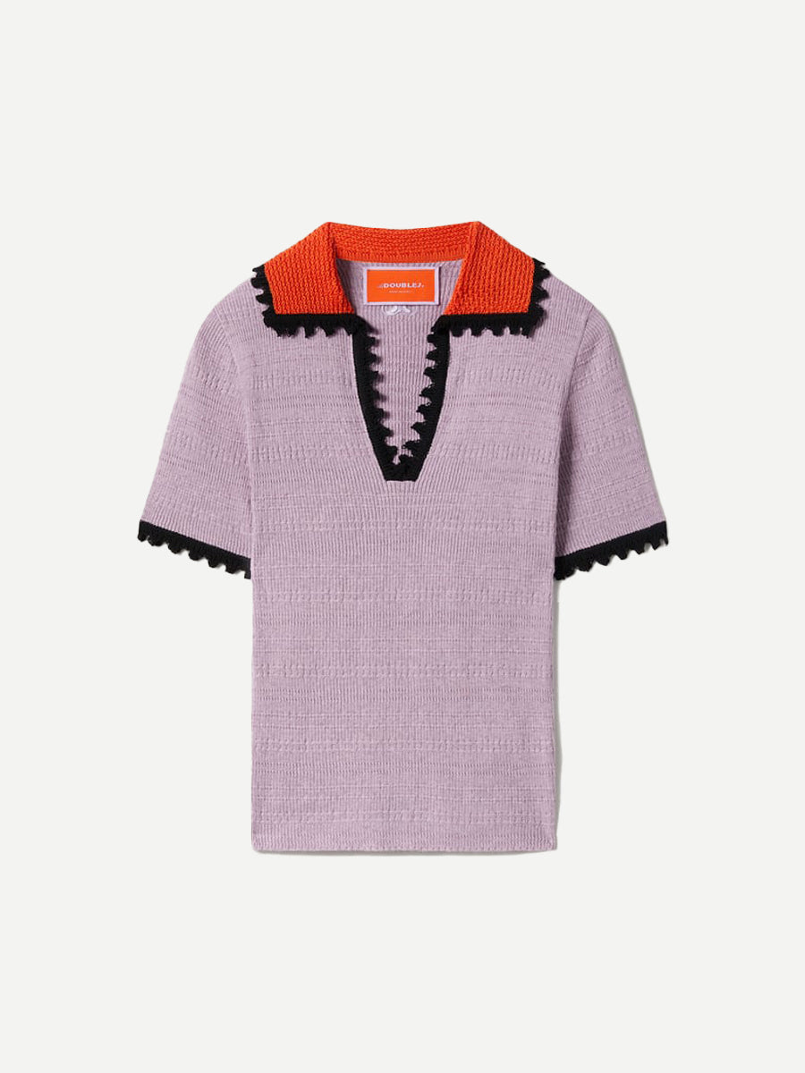 La DoubleJ Picket Polo Cashmere Top in Solid Lilac | Shop Adam Heath, Western Australia