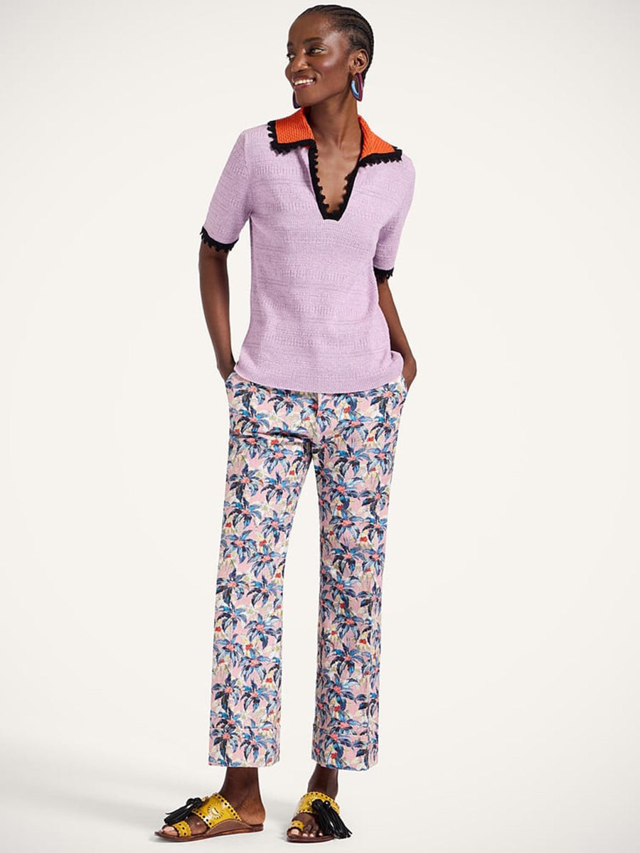 La DoubleJ Picket Polo Cashmere Top in Solid Lilac | Shop Adam Heath, Western Australia