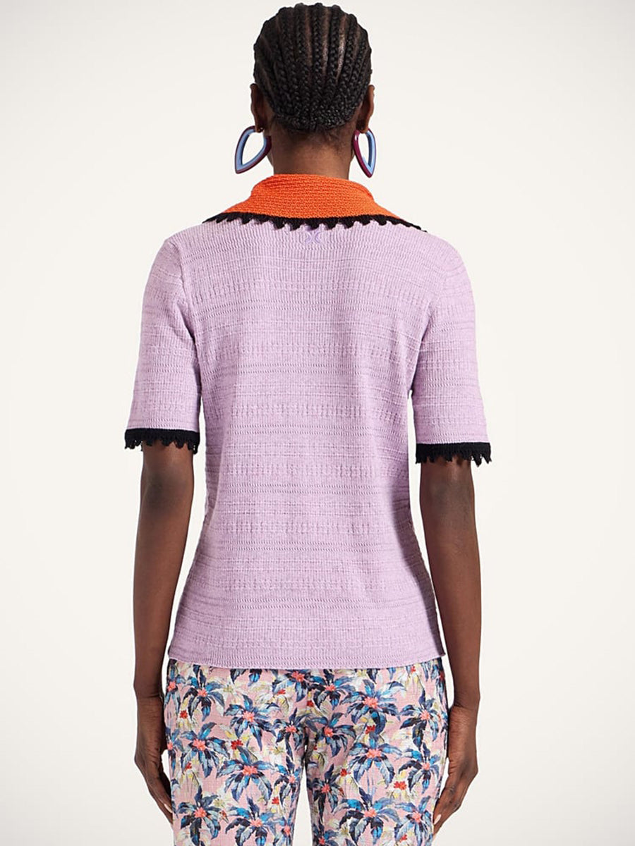 La DoubleJ Picket Polo Cashmere Top in Solid Lilac | Shop Adam Heath, Western Australia