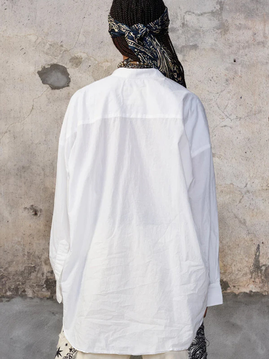 R13 Pleated Front Shirt in White