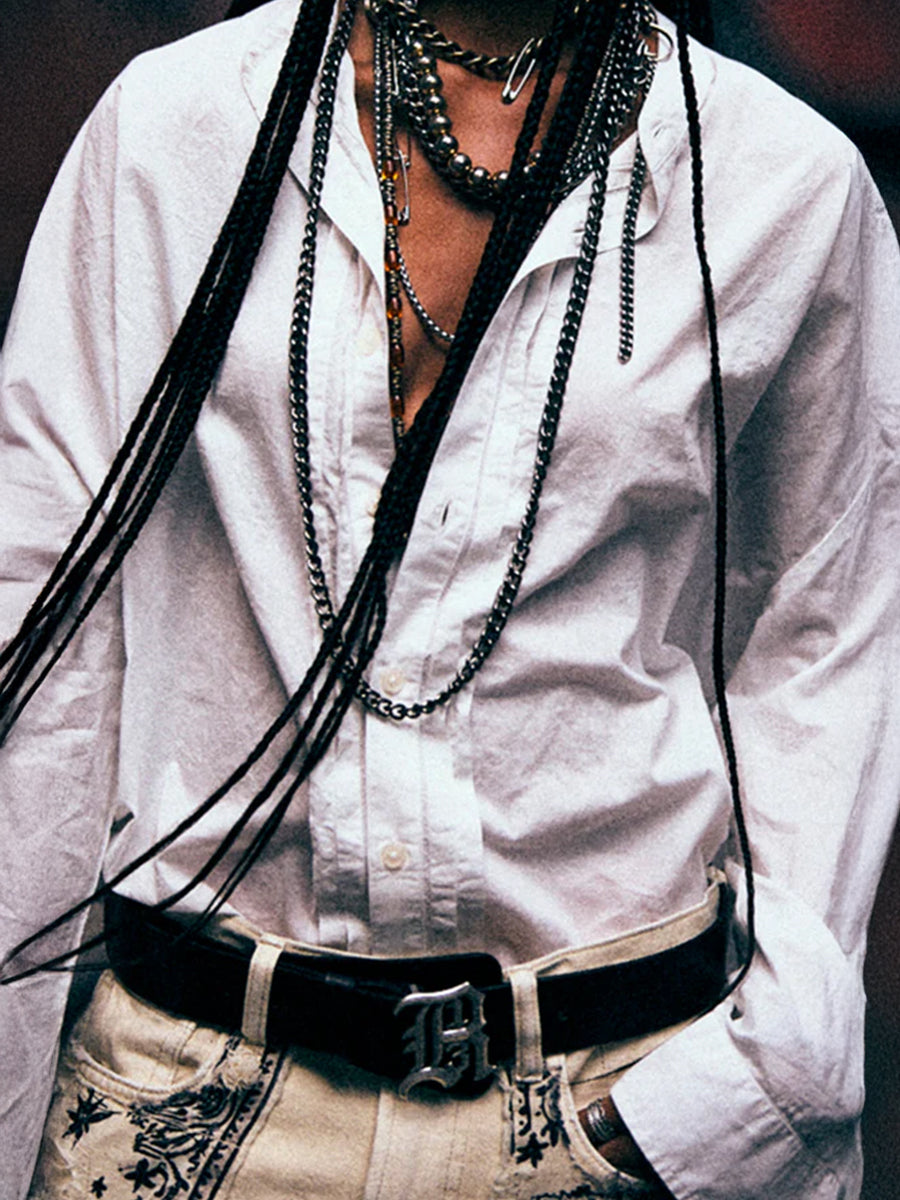 R13 Pleated Front Shirt in White