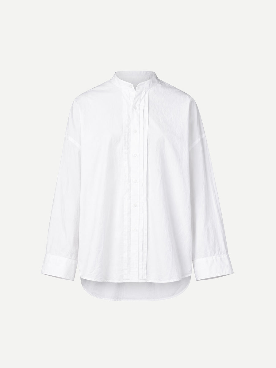 R13 Pleated Front Shirt in White