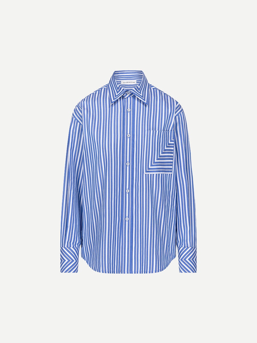 Pocket Detail Shirt in Blue/White