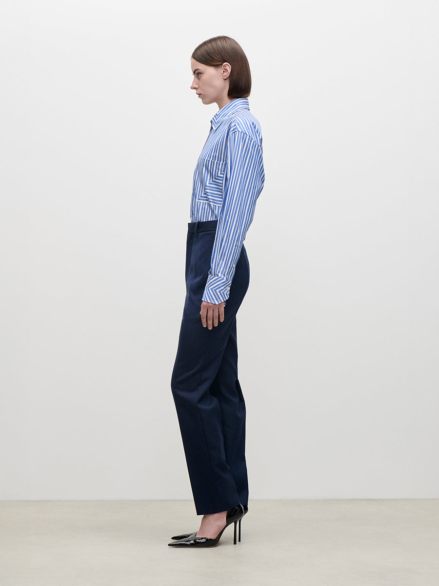 Pocket Detail Shirt in Blue/White