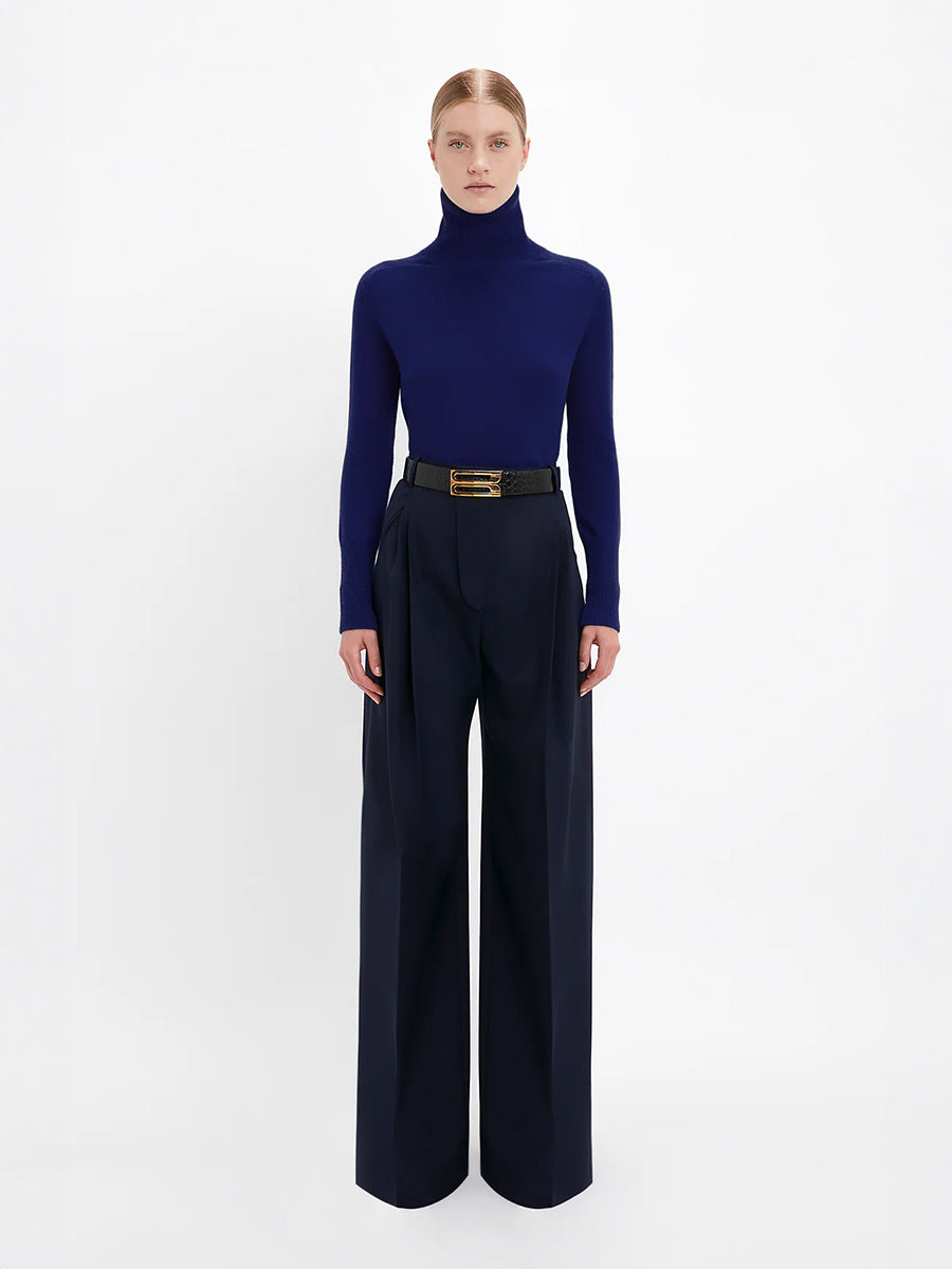 Victoria Beckham Polo Neck Jumper in Navy
