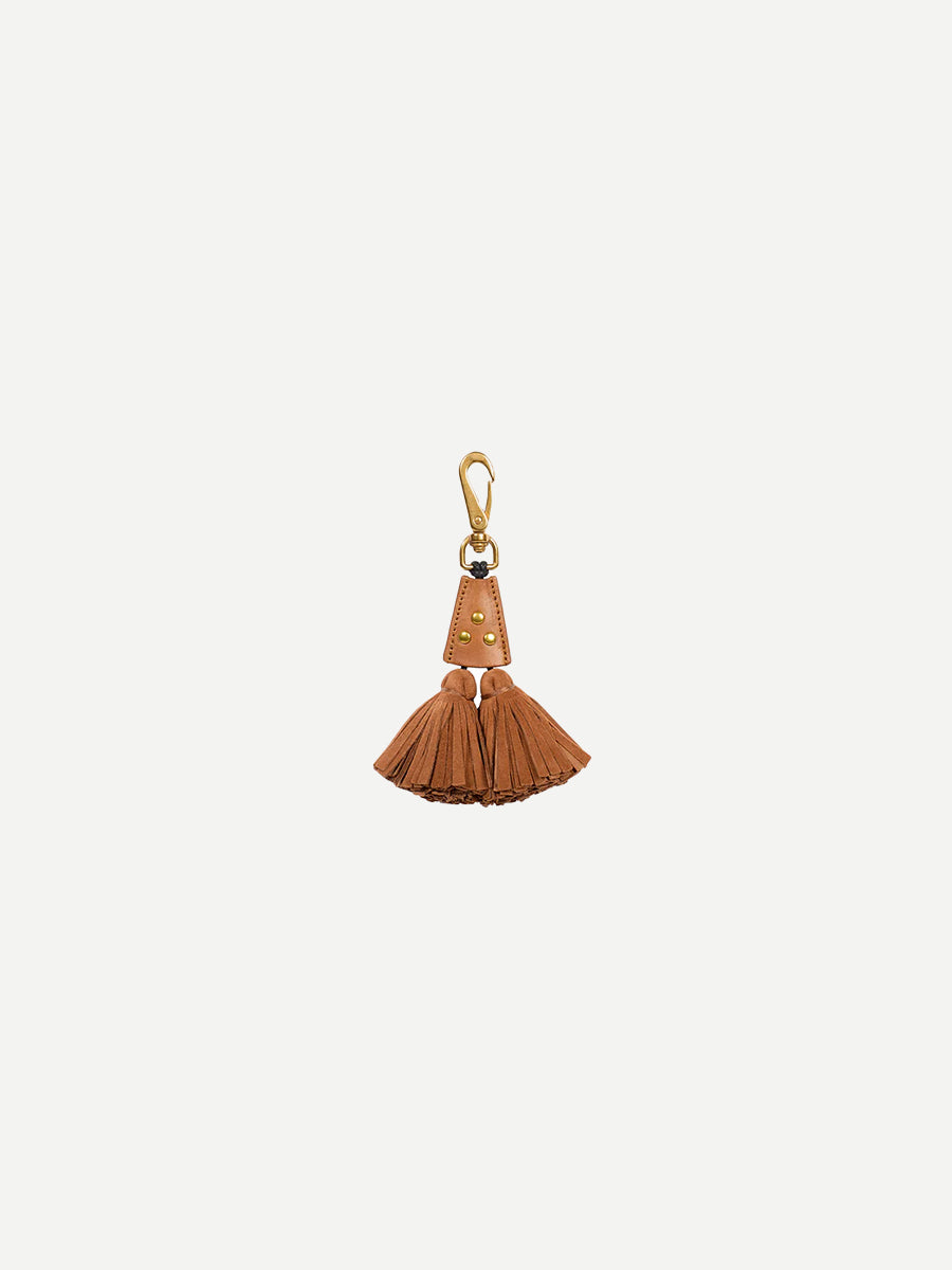 Pompon Twin Keychain in Caramel