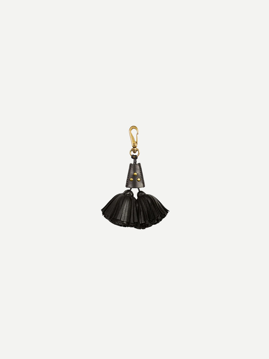 Pompon Twin Keychain in Noir Brass