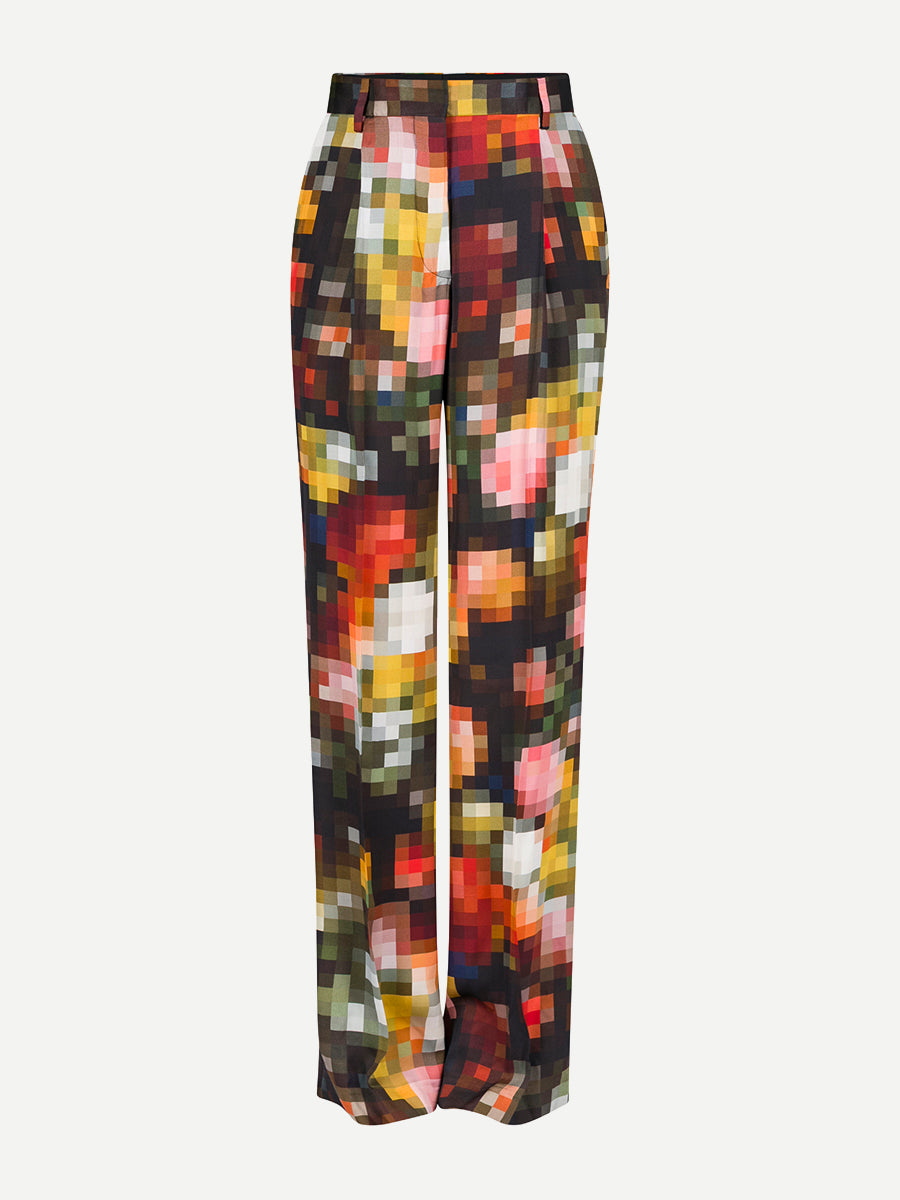 Portias Satin Pant in Black Geometric