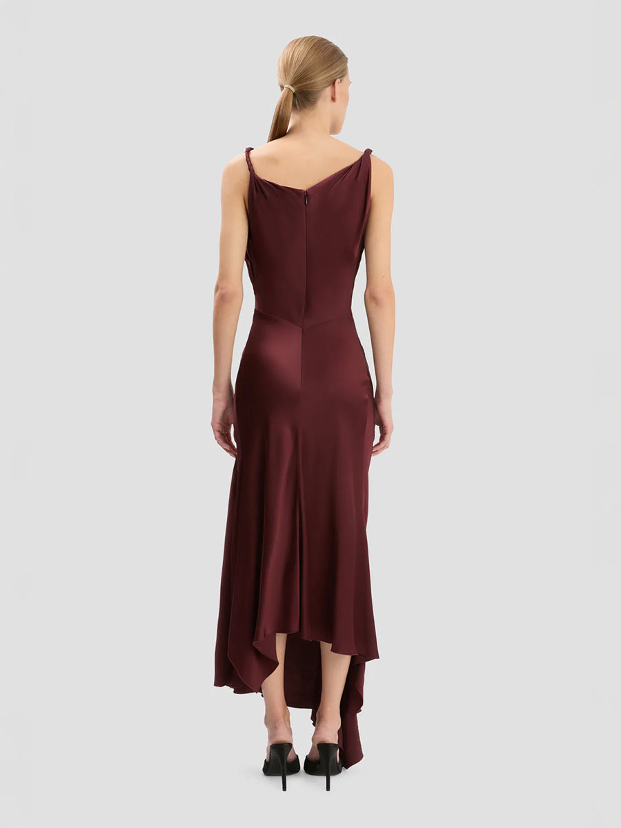 Posy Midi Dress in Burgundy